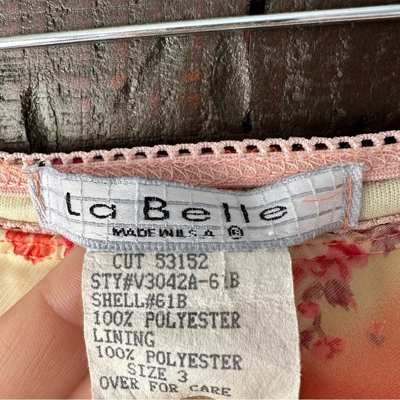 LA BELLE Vintage Y2K Peach Pink Floral Paisley MIDI Slip Skirt Size Small - Picture 4 of 7